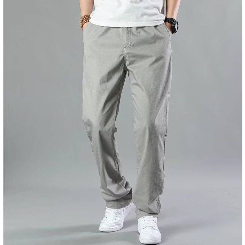 Spring and Autumn Solid Color Casual Pants Men's Outdoor Sports Loose Plus Size Straight-Leg Pants Cargo Trousers Wear-Resistant Work Pants