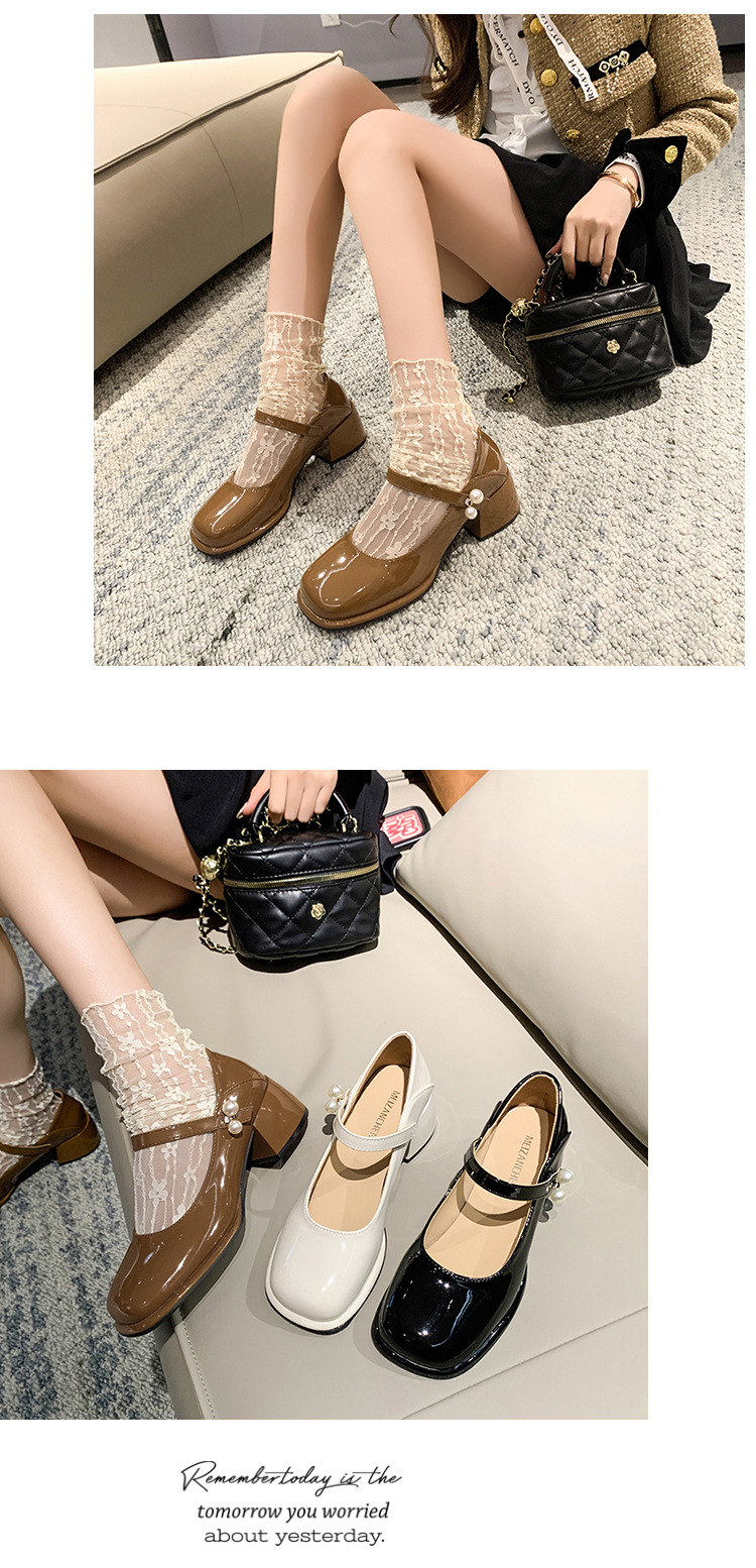 Mary Jane Little Leather Children's Summer 2024 Spring/Summer New Pearl Button Fairy Soft Thick Heel Shoes Girl_voghion.com