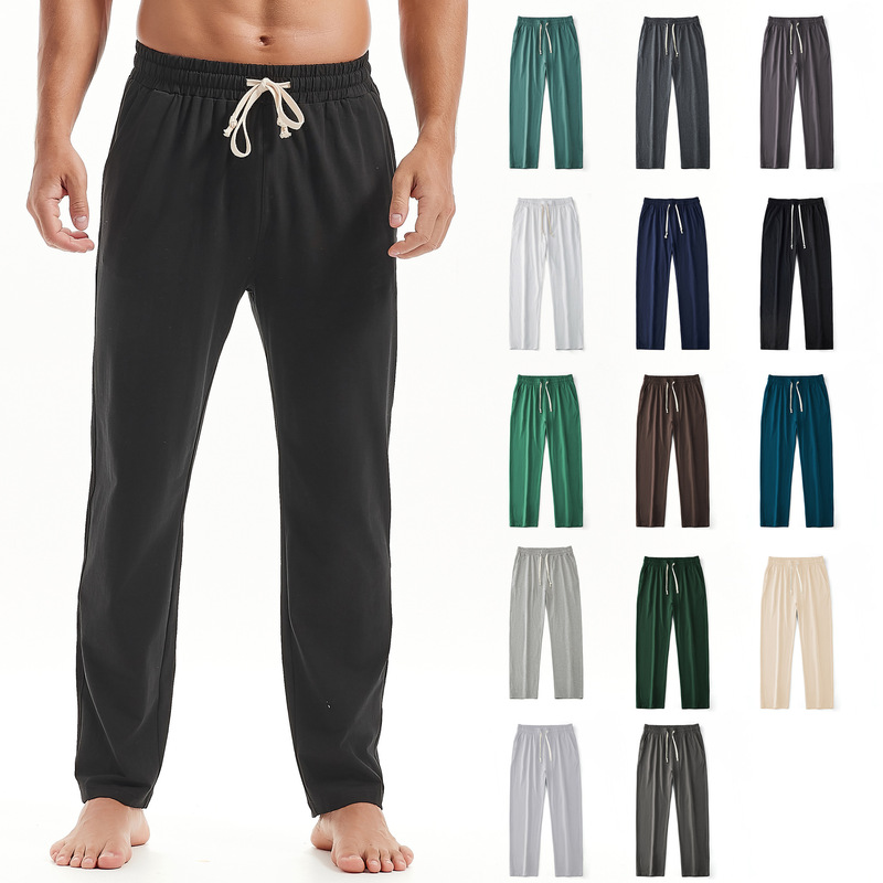 Huang's weaving | 2022 autumn new men's fashion solid color straight lace-up all-matching Sports men's casual pants