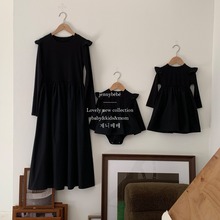 jennybebe25秋ins风韩版亲子装婴儿小飞袖爬服女宝宝洋气连衣裙