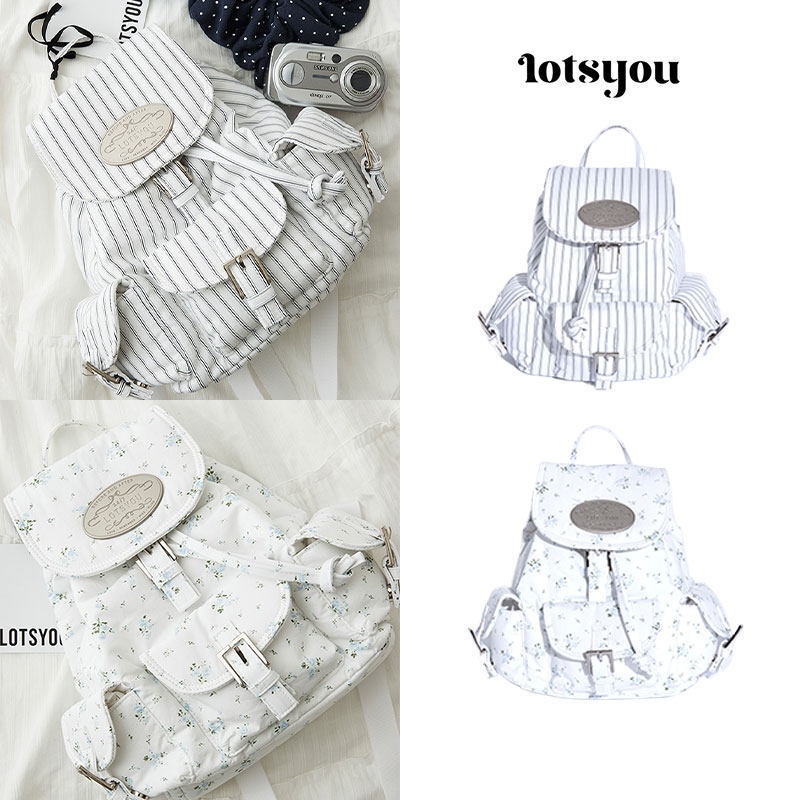 In Stock Sansan Korean Purchasing Agent Lotsyou Designer Products Fresh Floral Striped Backpack