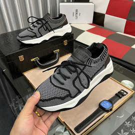 广州货新款高端牛皮拼接帆布系带透气休闲板鞋外贸男鞋帅气