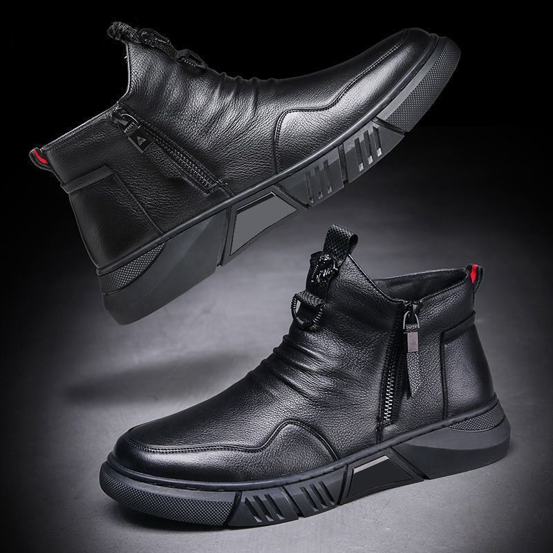 特价清仓男鞋马丁靴男士时尚高帮皮靴休闲百搭棉靴英伦加绒雪地靴