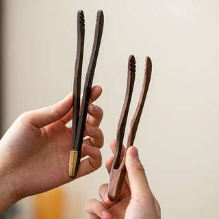 实木茶夹茶匙功夫茶具茶道零配件家用茶杯夹子檀木镊子洗杯茶夹子