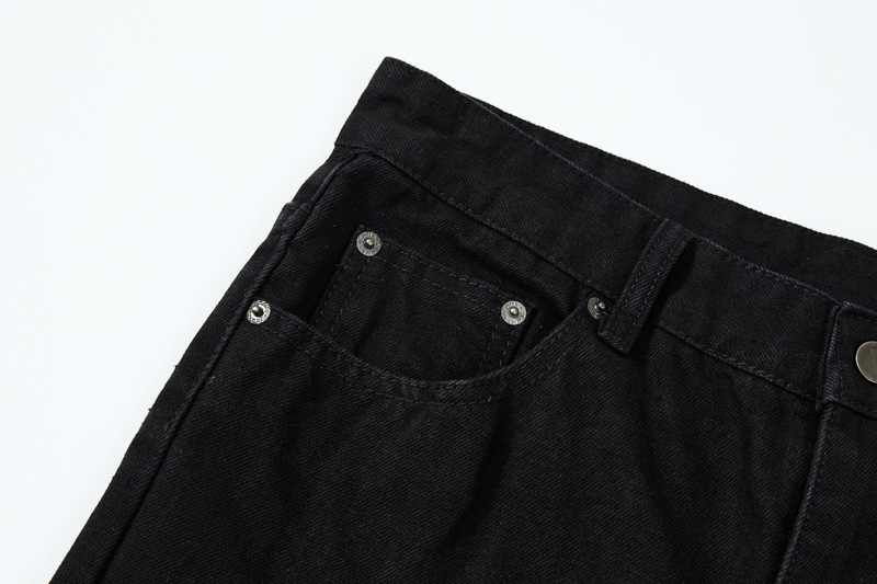 Straight Tube Micro Flared Black Men's Jeans High Street American Vibe Casual Pants Solid Color Male Trousers Clothing Trendy 24E5381_mkmklike.com