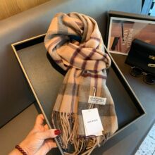 高档100%cashmere山羊绒围巾女长款秋冬格子围脖男女友生日礼物