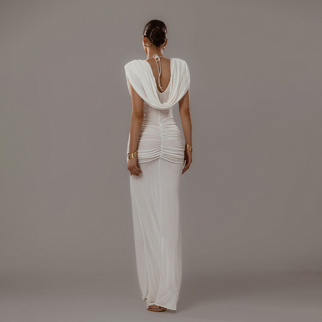 Europa y los Estados Unidos transfronterizos de otoño de 2025 nuevo estilo de ropa de mujer de color sólido temperamento elegante cintura doblada cuello swing vestido delgado mujer image 3