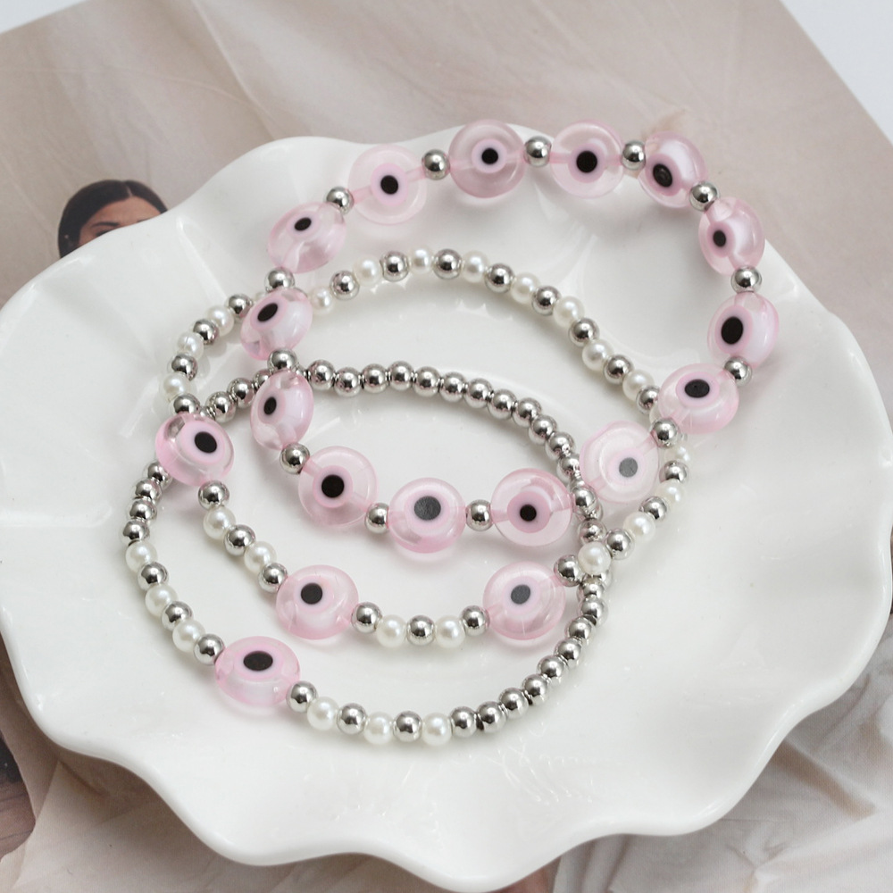 Simple Style Devilu0027S Eye Copper Beaded Plating Bracelets 1 Piece