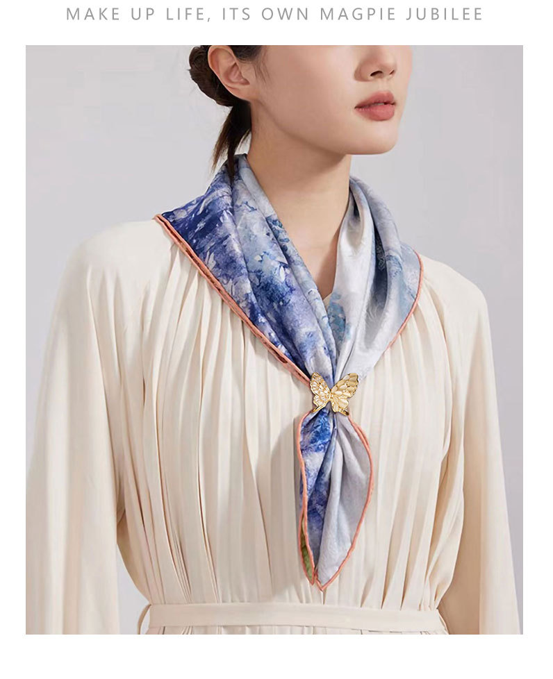 时尚百搭猫眼石立体蝴蝶丝巾扣轻奢高级感昆虫方巾扣