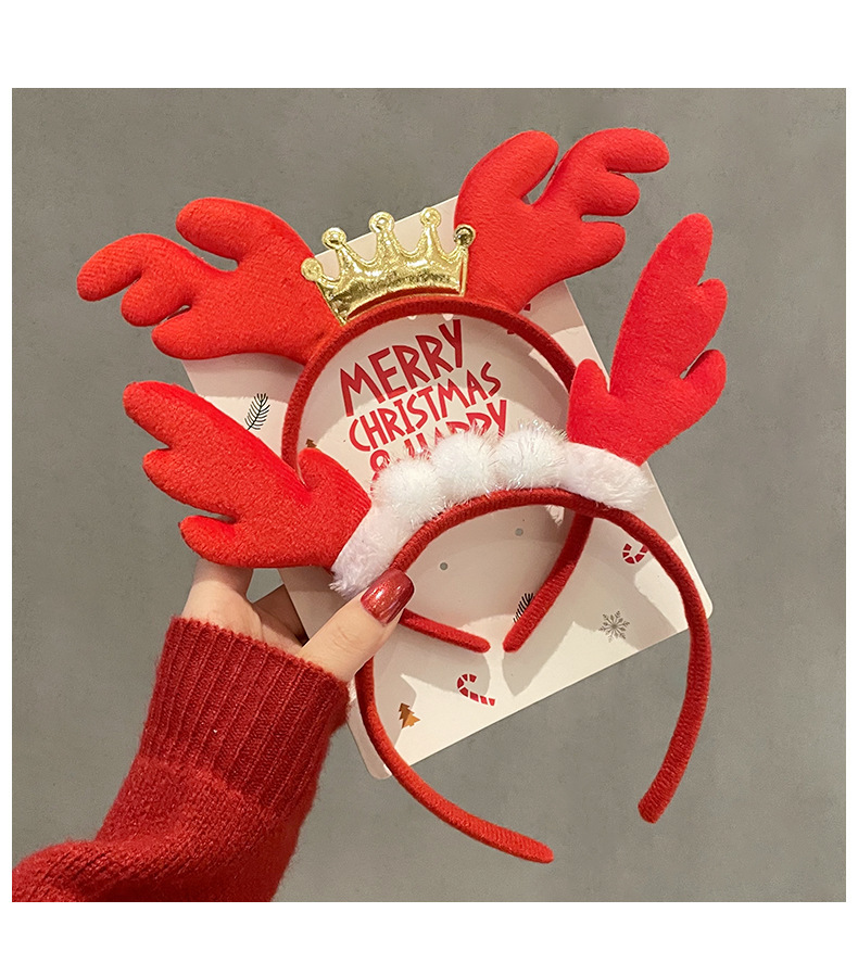 Weihnachtsclips für weibliche Hirschgeweihe, dekorative Geschenke, große Schleifen-Stirnbänder, Haar-Accessoires, Kopfbedeckungen_voghion.com