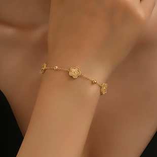 Колье с цветком клевера 18K-покрытие сталь