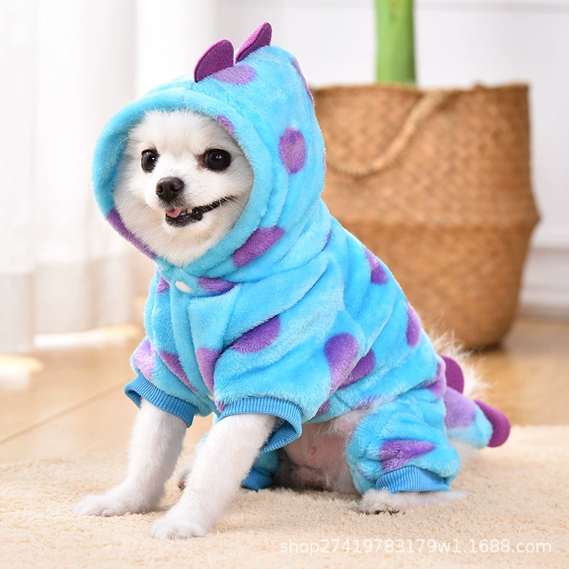 Одежда для домашних животных Собака Кошка осенью и зимой Симпатичная толстая четвероногая одежда маленькая собака среднего размера фланелевая одежда динозавра