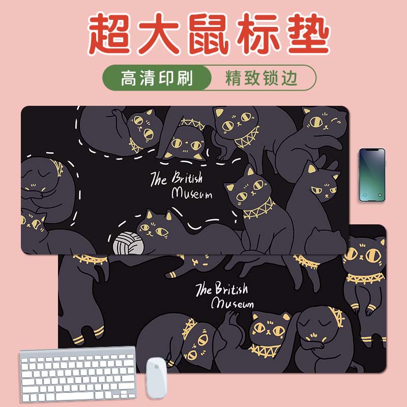 마우스 패드 대형 레트로 이집트 고양이 키보드 패드 초대형 두꺼운 자물쇠 가장자리 도매 대형 사무실 책상 패드 원피스