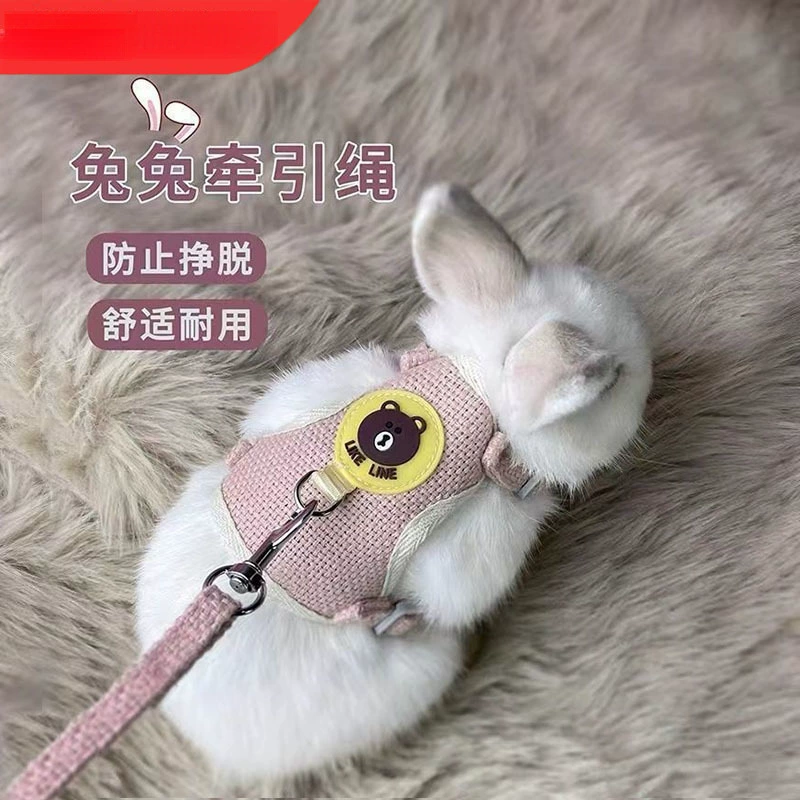 Регулируемый поводок для кроликов, предотвращающий побег, для использования на открытом воздухе, противоскользящая тяговая веревка для кроликов, товары для домашних животных.