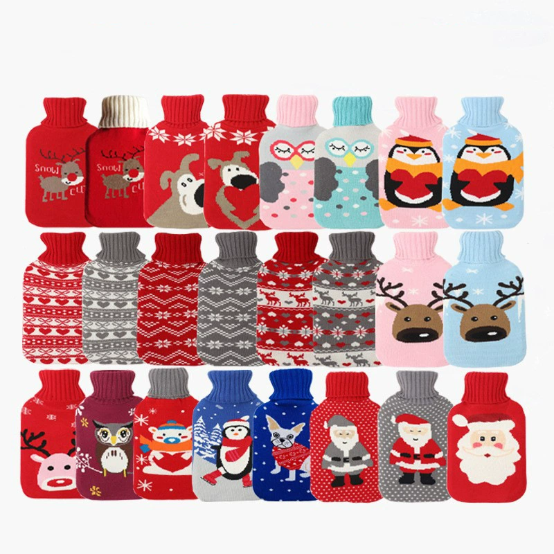 2026 cross-border Amazon spot wholesale large knitted jacquard BS rubber hot water bottle hand warmer bag CE European standard