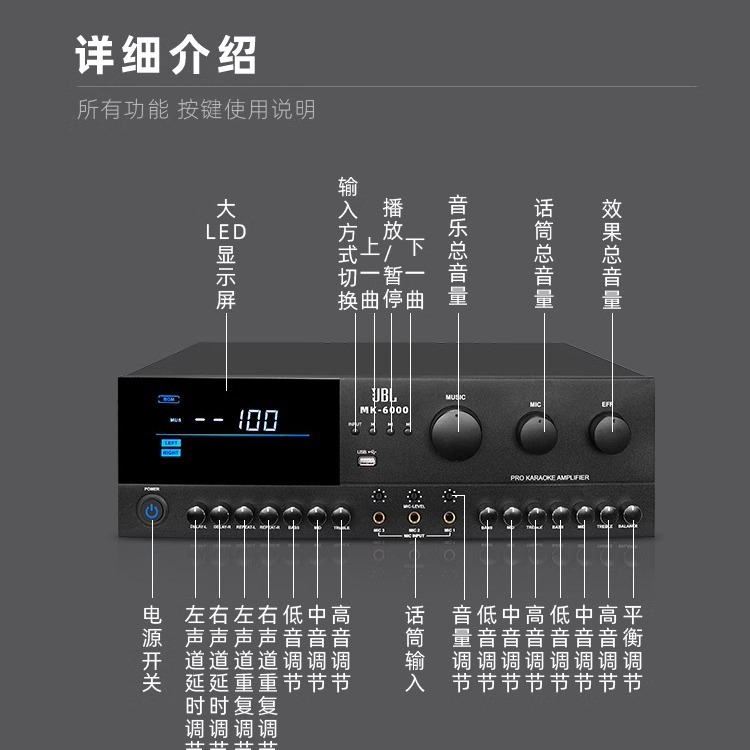 Amplificador multifuncional de la fábrica de Guangzhou KTV conferencia hifi cine en casa karaoke paquete de tarjetas amplificador Bluetooth