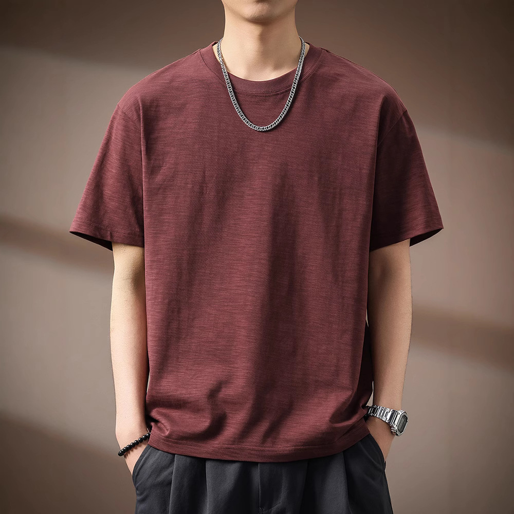Elite Japanese bamboo cotton summer retro T-shirt with a round…