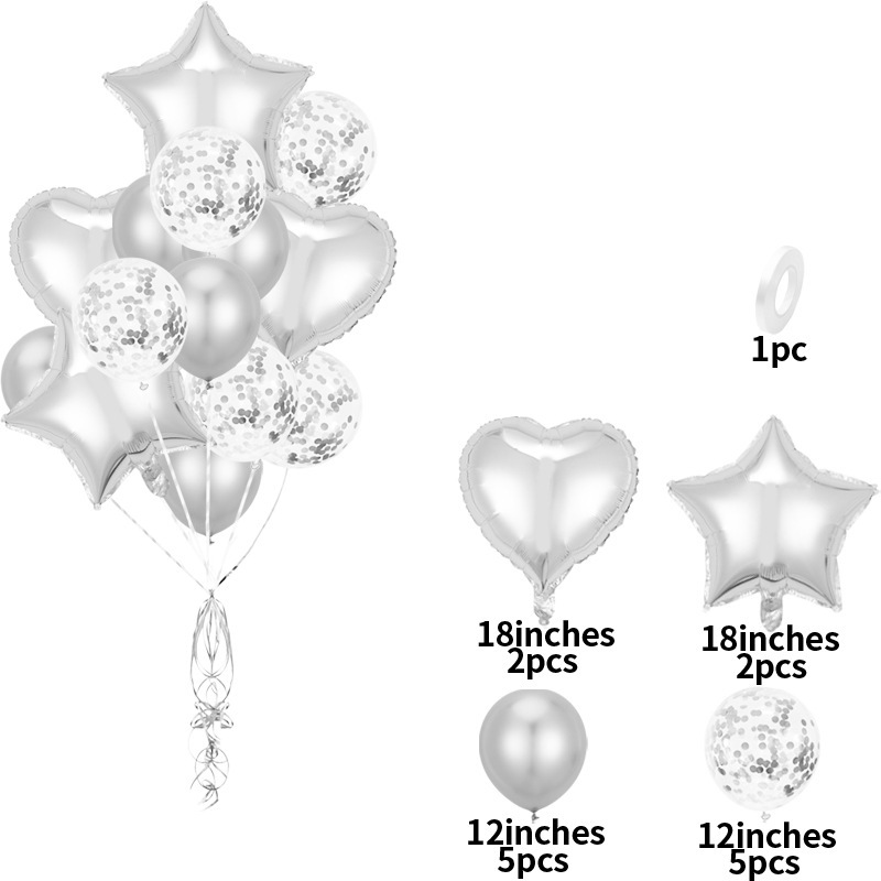 18 pulgadas 14PC película de aluminio lentejuelas Pearl Rose Gold Balloon Set Fiesta de cumpleaños de los niños Decoración ambiente arreglo globo