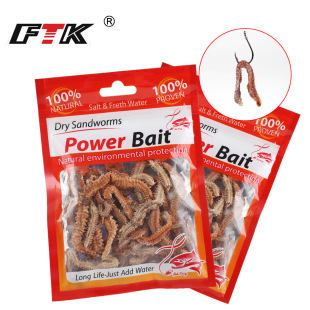 FTK earthworm red worm 6g dry sandworm sea fishing bait sandworm real bait dry worm bait fishing Luya cross-border