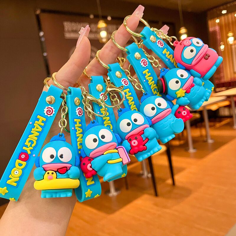 Creative Cartoon Cyan Clown Fish Key Chain Cute Dress Big Mouth Ugly Fish Key Chain Men's and Women's Bag Small Gift