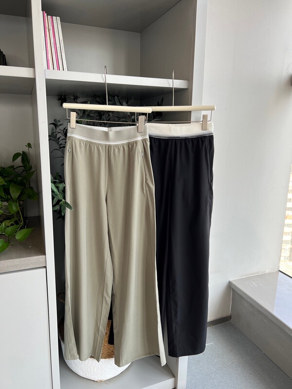 090808 秋季新款女士高腰户外休闲运动松紧腰长裤显瘦垂感阔腿裤|undefined