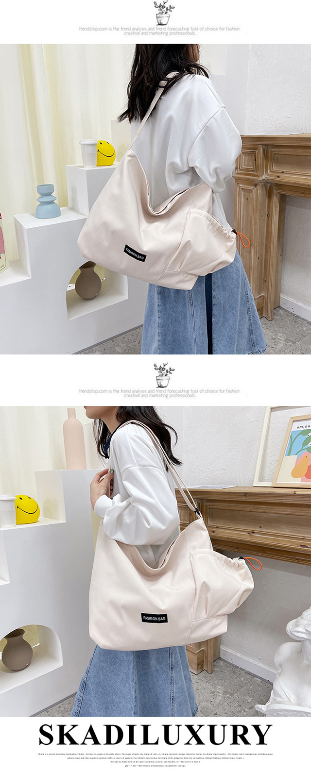 Korean-style canvas bag crossbody bag, women's backpack, simple and versatile, new trendy class bag, large-capacity student single-shoulder crossbody bag undefined