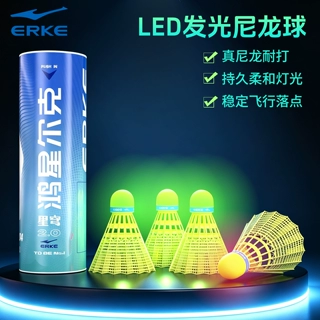 鸿星尔克LED发光尼龙球羽毛球星穹2.0夜光耐打稳定日夜两用荧光球