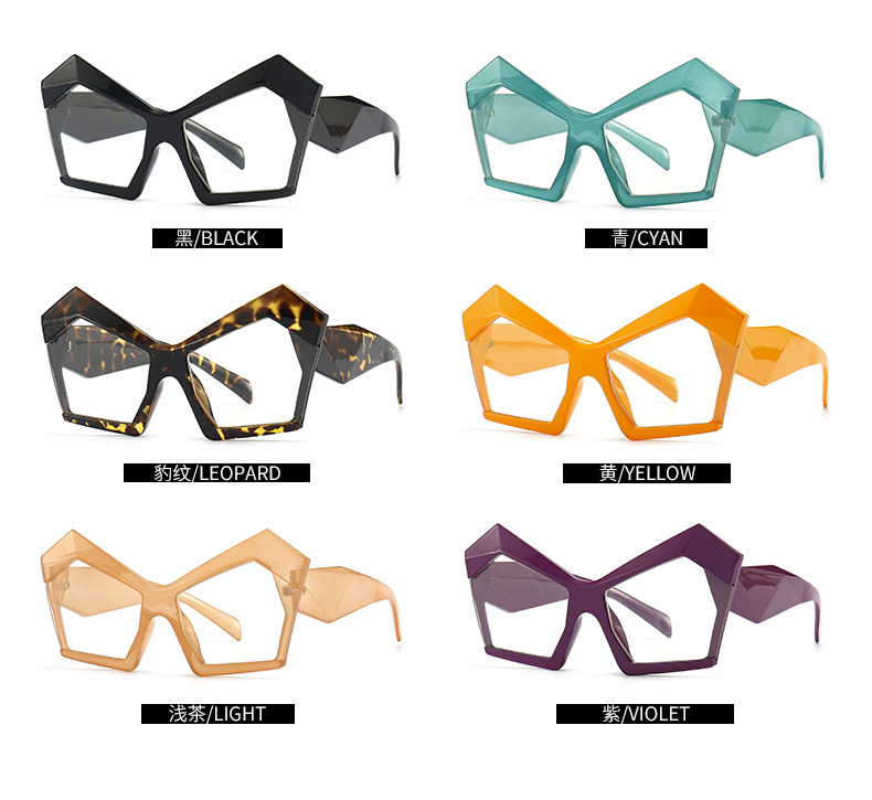 Anti-blu-ray Cat Eye Polygonal Cross-border Modern Glamour Flat Glasses display picture 3