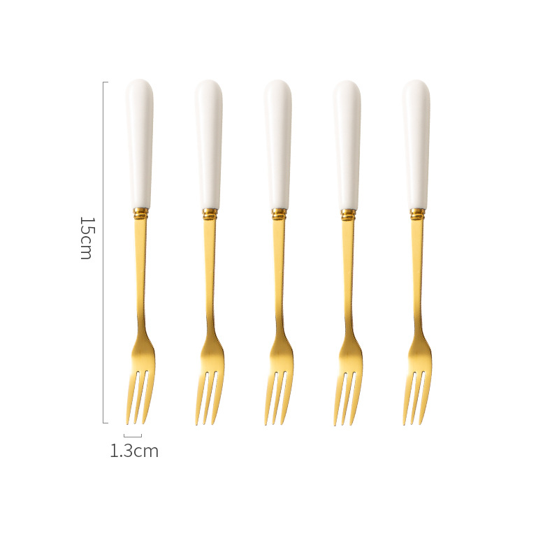 Tenedor de fruta hogar de gama alta postre Tenedor de almacenamiento tarro traje Luz de lujo palo de fruta tapón de fruta seguridad para niños tenedor pequeño