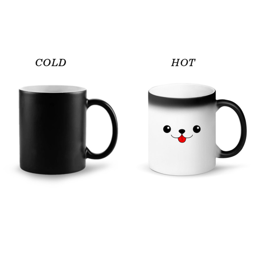 Taza de cerámica de color Taza internacional transfronteriza Patrón de marca personalizada Taza cambiante de color Logotipo personalizado Taza recta 11oz taza