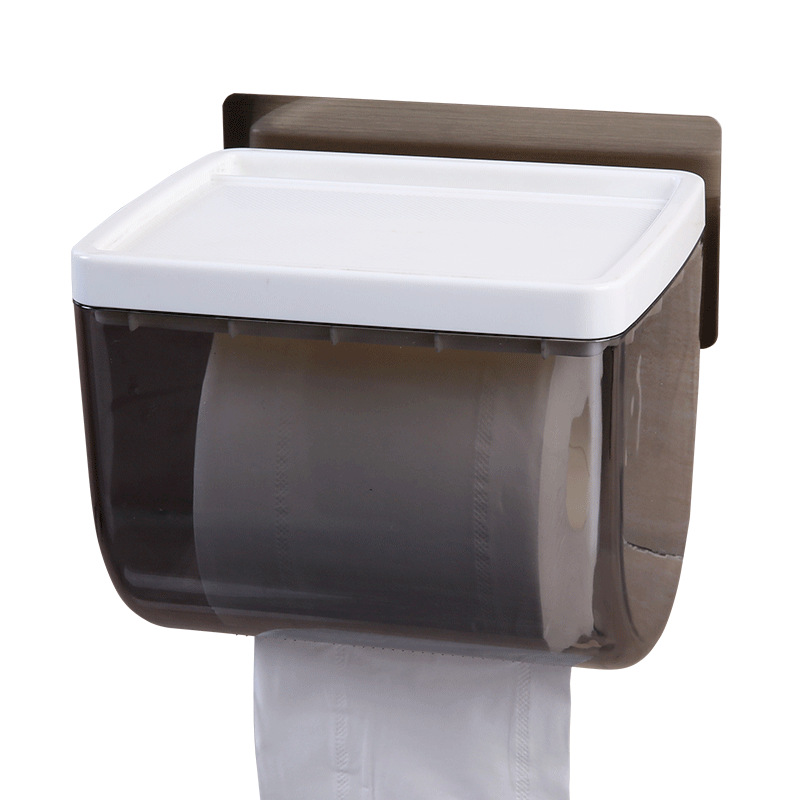 Caja de pañuelos para baño, portarrollos de papel sin perforaciones, caja de almacenamiento impermeable para inodoro, estante de almacenamiento de papel higiénico montado en la pared