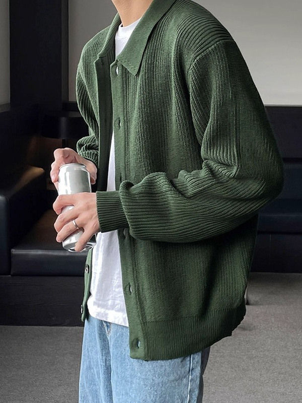 开衫男针织衫春秋季薄款潮牌痞帅百搭外套高级感休闲时尚翻领毛衣|undefined