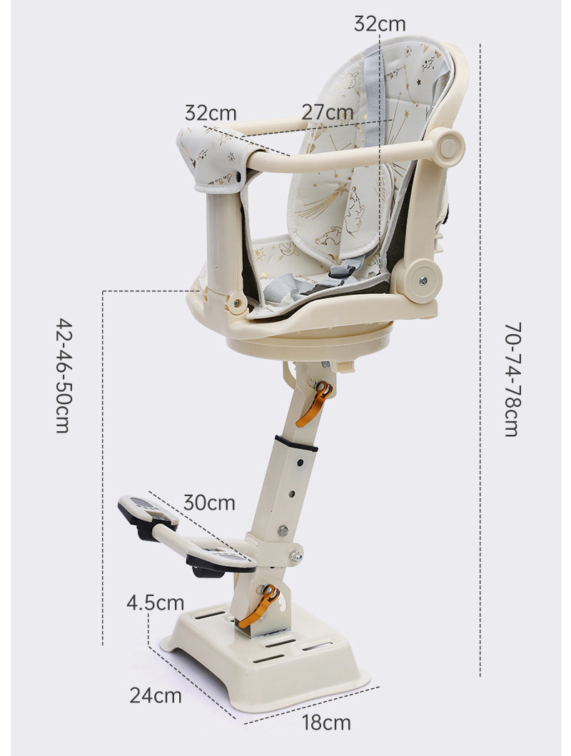 Multifunctional electric vehicle child seat, adjustable for sitting and lying down, 360-degree rotation ° Rotating safety seat