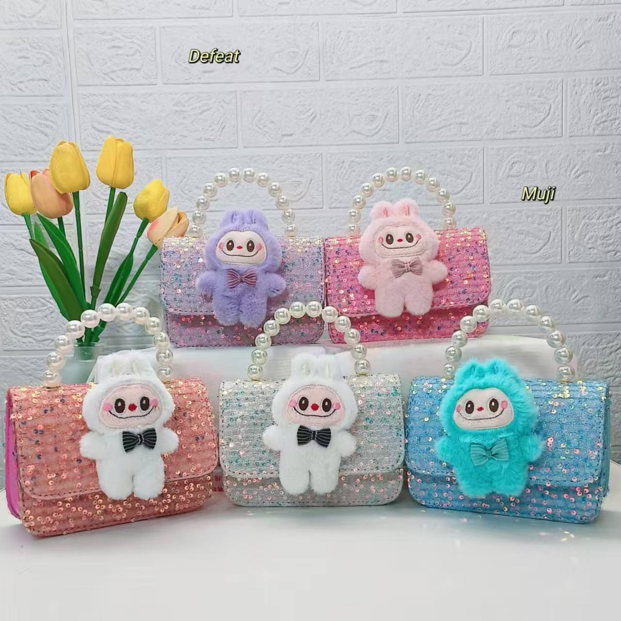 Bolso de perlas bolso de dibujos animados de viento fragante bolso de niños bolso de cambio bolso de accesorios bolso de cadena bolso de sequillas bolso cuadrado