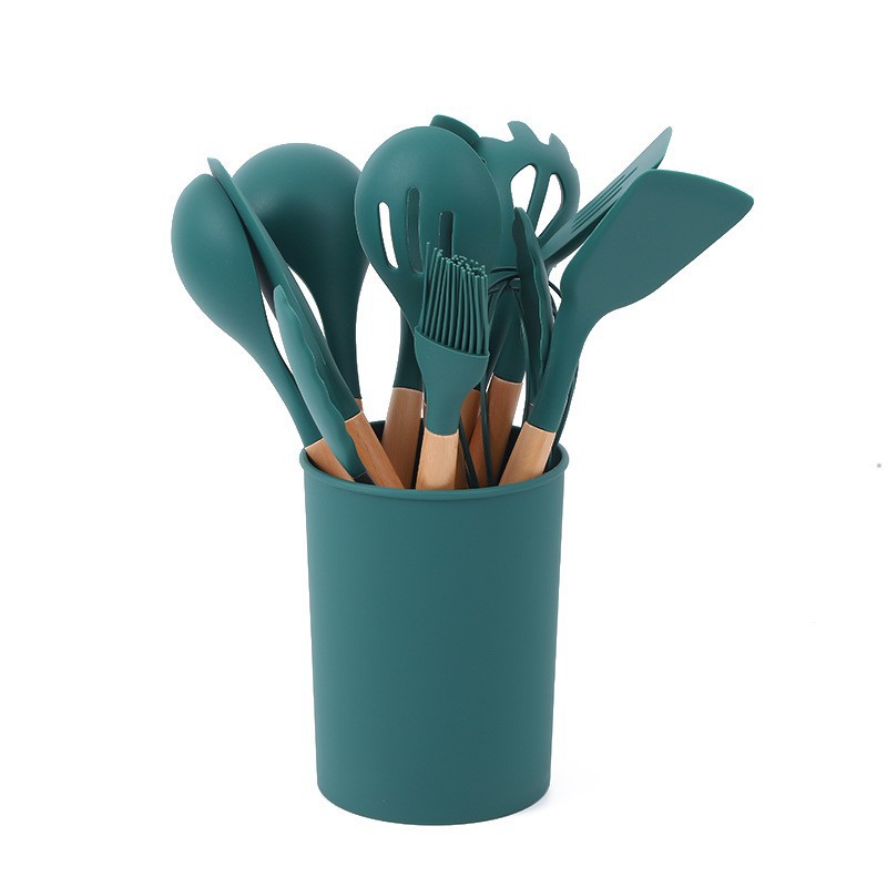 FDA manejo de madera de haya de silicona 12 piezas conjunto de paneles antiadherentes de fugas de paneles