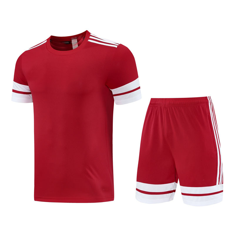 Nuevo conjunto deportivo transpirable de manga corta con cuello redondo, pantalones cortos de fitness para verano, conjunto de dos piezas para correr y fútbol, dropshipping.