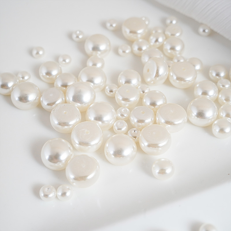 DIY tocado material ABS imitación perla solo agujero plana al vapor pan perla horquilla accesorios de joyería lote mezclado