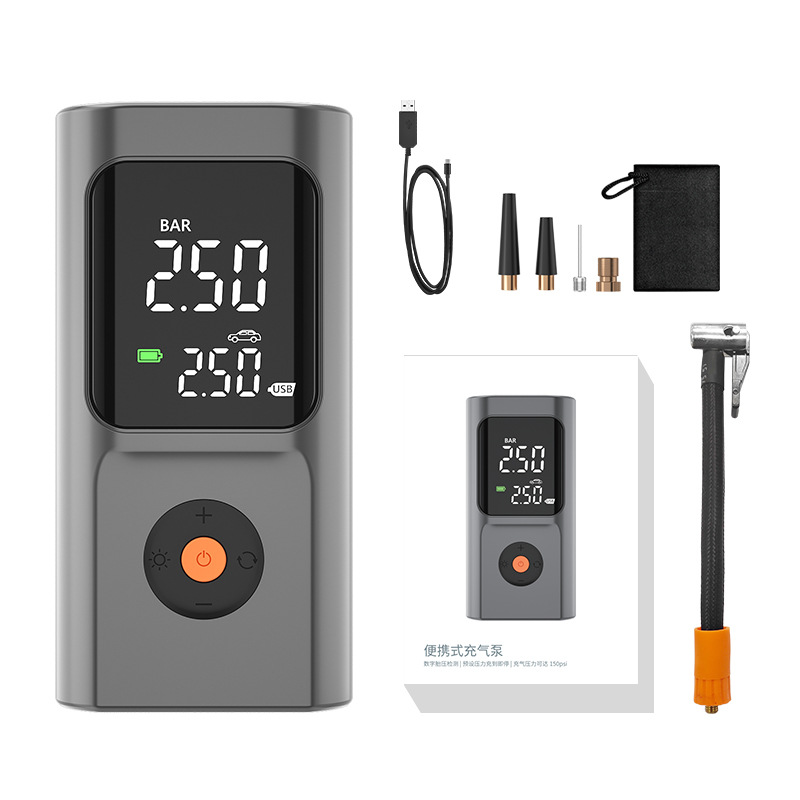 Portable Mini Car Air Pump Wired and Wireless Dual-Purpose Air Pump Handheld Wireless Charging Air Pump Cross-Border