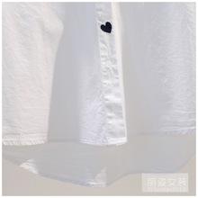 法式翻领爱心刺绣白色棉布衬衫女2024夏季气质时尚宽松短袖衬衣潮