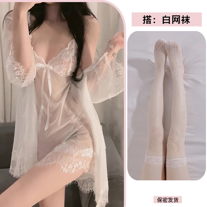 흰색 + 흰색 망사 스타킹