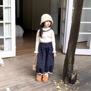 女童新款毛衣打底衫秋冬2025新款洋气儿童女孩花边领内搭百搭款潮