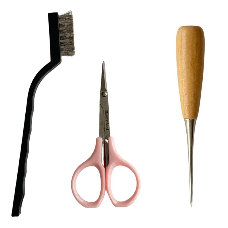 Wire brush hair tip scissors wooden handle cone twist rod plush doll handmade diy tool suit student