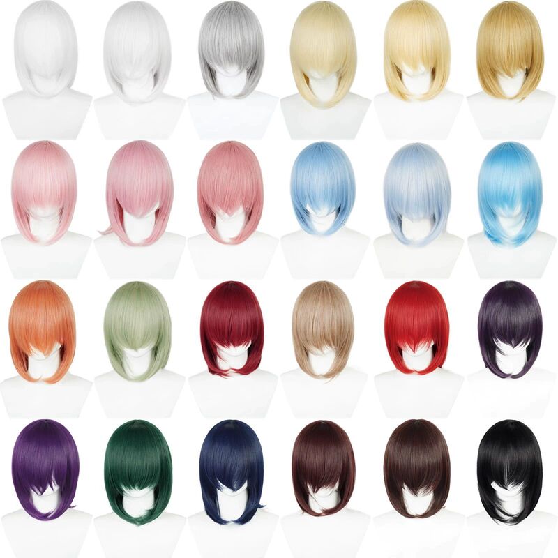 Meili Wig Universal 40cm Wig with Inner Curl for Face Slimming, Short Hair for Hair Stylist Practice, Multiple Colors Available Wig