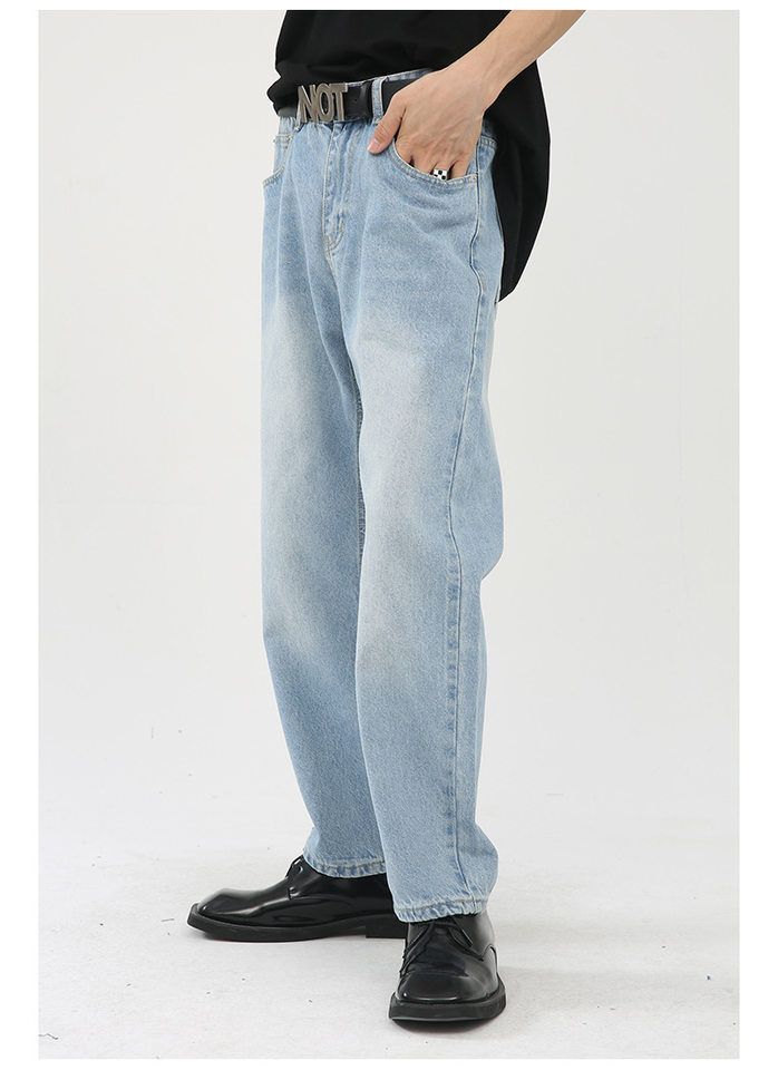 Quần jean nam ống thẳng lửng 9 tấc cạp vừa phong cách Hàn Quốc — Màu xám, Màu đen, Xanh denim, Xanh lam đậm chi tiết 18