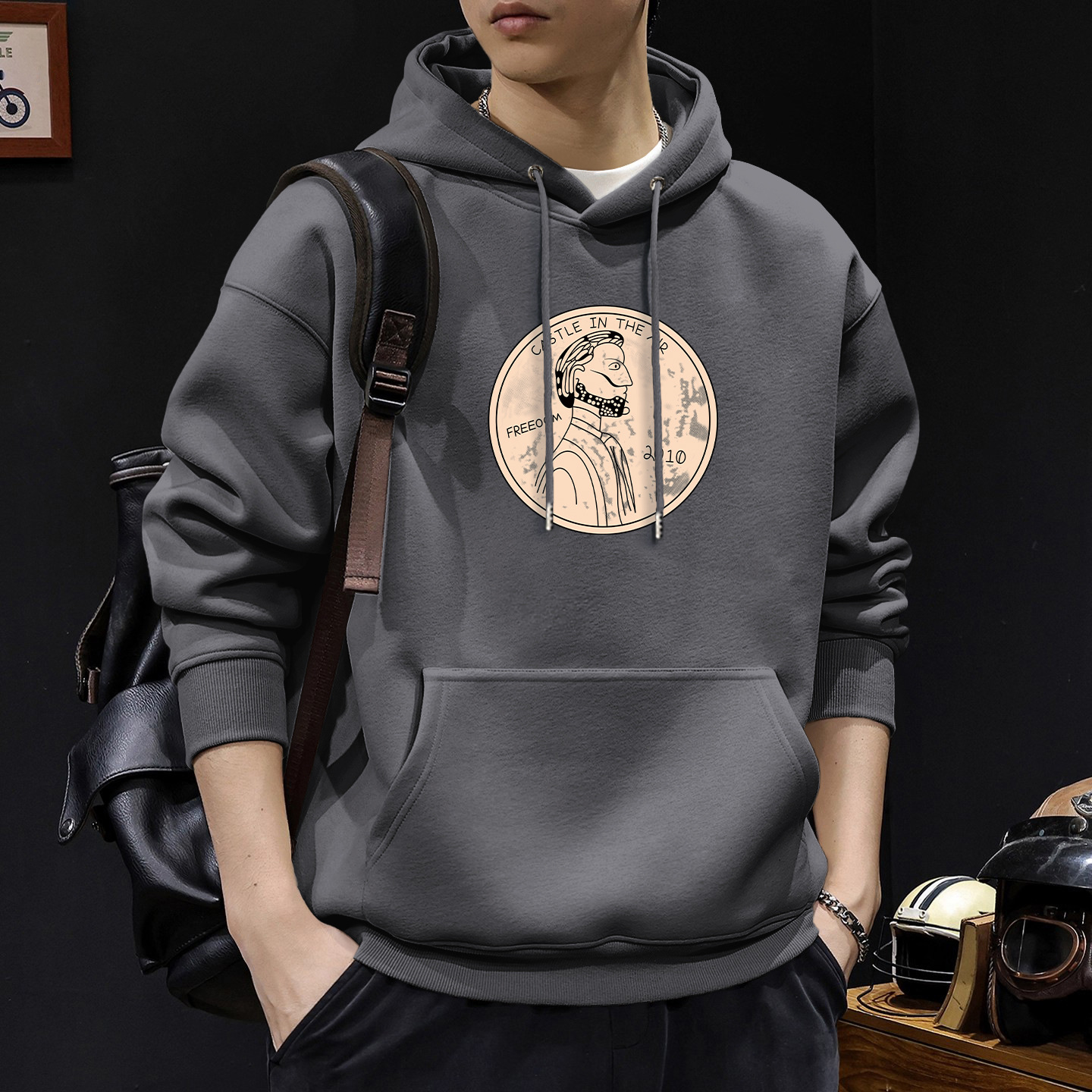 Chaqueta con capuz de moda masculina primavera y otoño nuevo tipo suelto simple pareja con chaqueta de lana de hombre