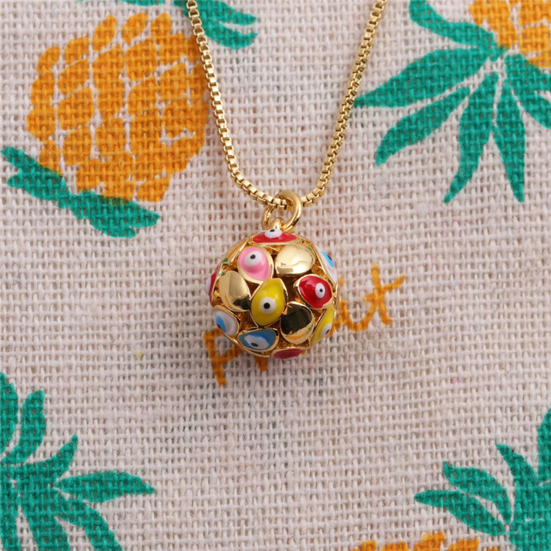 cross-border copper-plated real gold dripping eye ball pendant Devilu0027s eye necklace