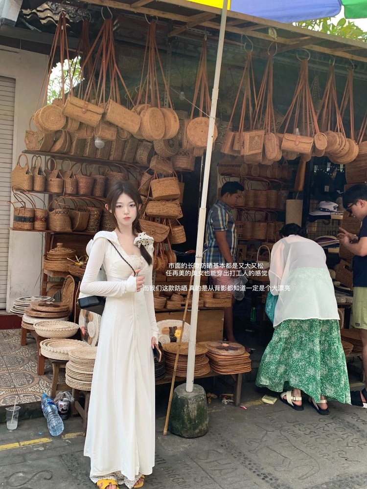 Long sun-protective dress, full-body style, summer thin yarn, UV protection, slim fit, ice silk sun protection clothing for women, style 2326.