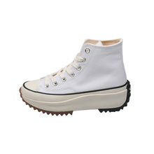 韩版ins厚底帆布鞋潮女增高松糕板鞋2021夏季炸街款复古休闲鞋子