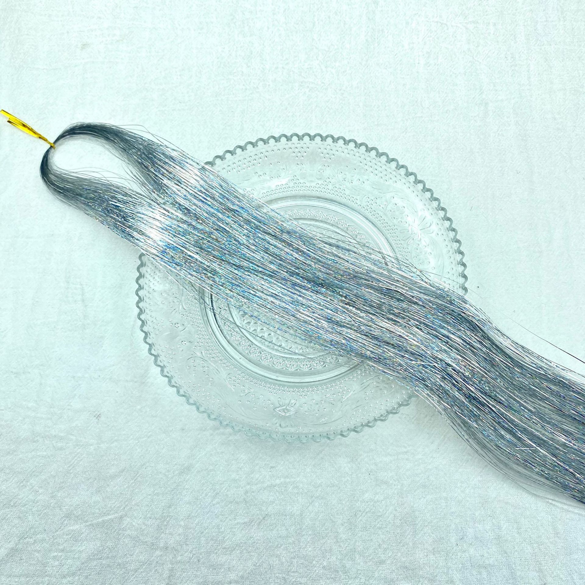 Extensiones transfronterizas de cabello tinselhair láser PET oro cabello conjunto de cabello de cebolla brillante peluca colorido fantasía