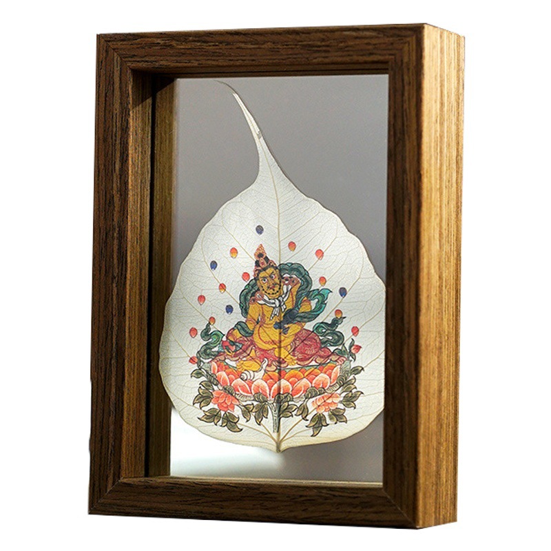 La Tabla pintada madera de la decoración de la hoja de Bodhi Zodiaco Dios amarillo del espécimen de la hoja de la riqueza puede ser cuadro fijo alta tabla transparente de la decoración de cristal